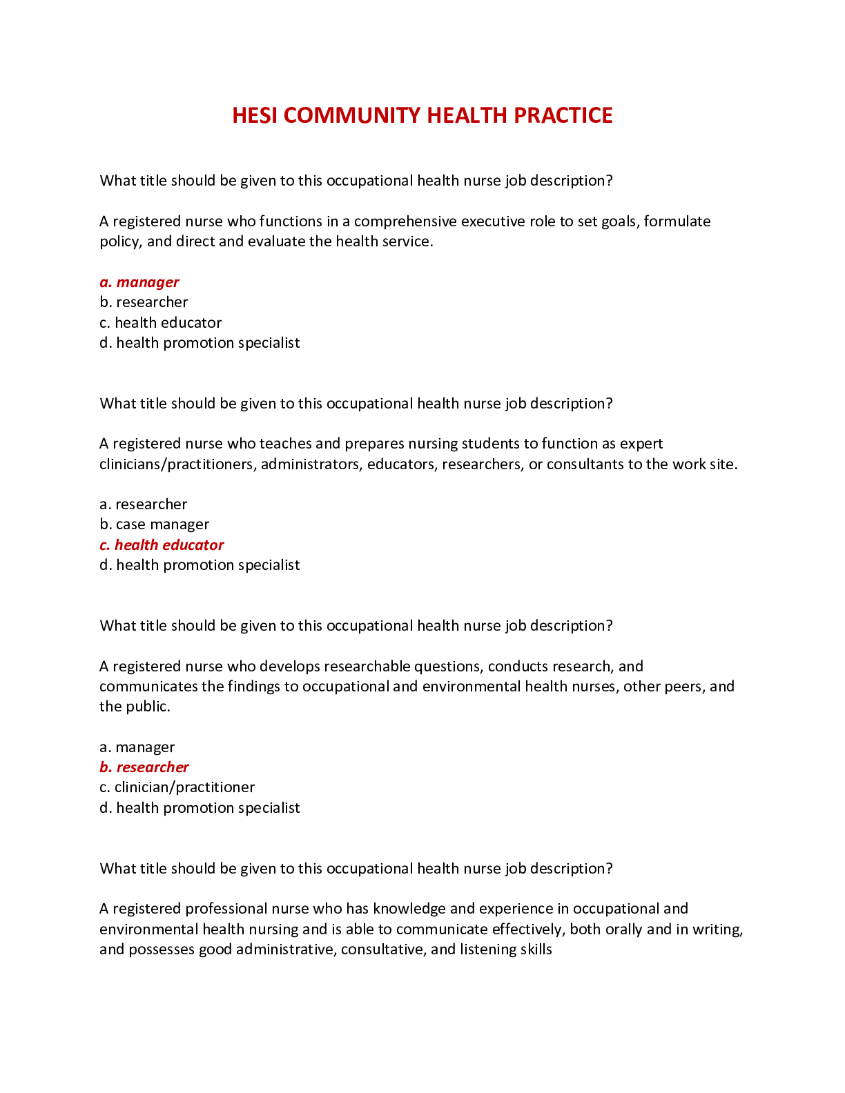 Preview image of HESI COMMUNITY HEALTH PRACTICE document